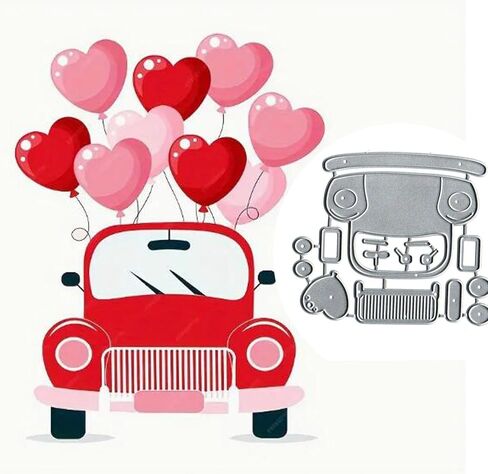 Valentine's Day Love Car Balloon Metal Die Cuts for Card Making,Heart Balloon Card Cutting Dies Cut Stencils DIY Scrapbooking Album Embossing Paper Card Embossing Craft in Saudi Arabia