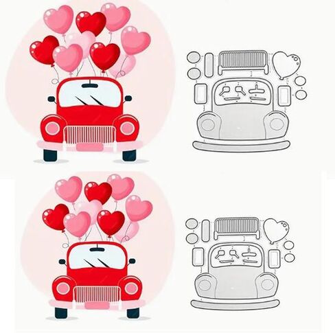 Valentine's Day Love Car Balloon Metal Die Cuts for Card Making,Heart Balloon Card Cutting Dies Cut Stencils DIY Scrapbooking Album Embossing Paper Card Embossing Craft in Saudi Arabia