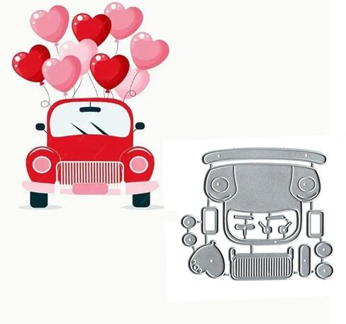 Valentine's Day Love Car Balloon Metal Die Cuts for Card Making,Heart Balloon Card Cutting Dies Cut Stencils DIY Scrapbooking Album Embossing Paper Card Embossing Craft in Saudi Arabia