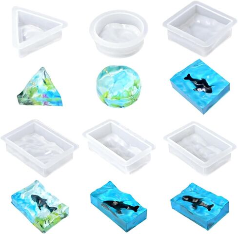 FineInno 6pcs Water Ripple Resin Molds Silicone Waves Shapes Pendant Keychain Silicone Molds for Epoxy Resin Sea Wave Shape Epoxy Resin Molds for Necklace Jewelry Making in Saudi Arabia