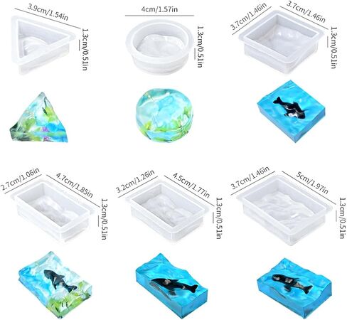 FineInno 6pcs Water Ripple Resin Molds Silicone Waves Shapes Pendant Keychain Silicone Molds for Epoxy Resin Sea Wave Shape Epoxy Resin Molds for Necklace Jewelry Making in Saudi Arabia