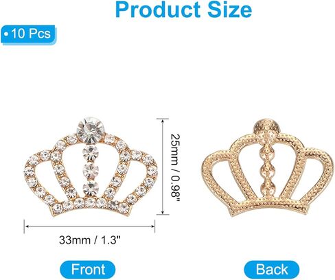 PATIKIL 10Pcs Crown Charms, 1.3" x 0.98" Mini Metal Rhinestone Crystal Crown Embellishments Bulk DIY Handmade Phone Case Clothes Decor Party, Gold Tone in Saudi Arabia