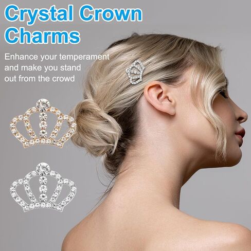 PATIKIL 10Pcs Crown Charms, 1.3" x 0.98" Mini Metal Rhinestone Crystal Crown Embellishments Bulk DIY Handmade Phone Case Clothes Decor Party, Gold Tone in Saudi Arabia