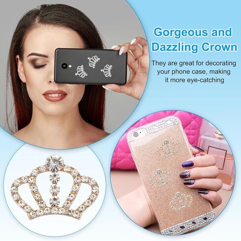 PATIKIL 10Pcs Crown Charms, 1.3" x 0.98" Mini Metal Rhinestone Crystal Crown Embellishments Bulk DIY Handmade Phone Case Clothes Decor Party, Gold Tone in Saudi Arabia