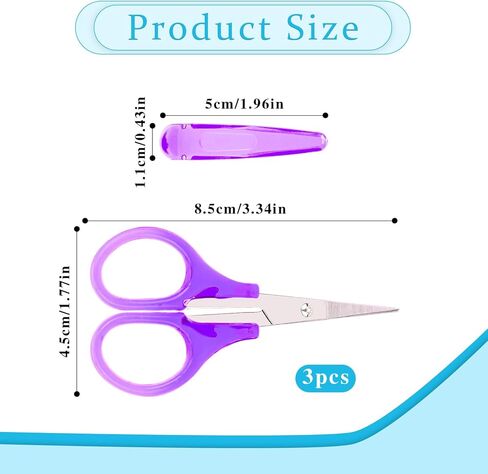 3Pcs Small Scissors Stainless Steel All Purpose Craft Mini Detail Scissors with Protective Cover Precision Straight Fine Tips Design for Paper Cutting,Scrapbooking in Saudi Arabia