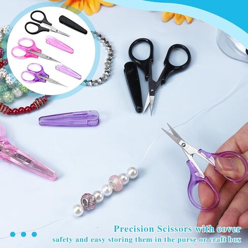 3Pcs Small Scissors Stainless Steel All Purpose Craft Mini Detail Scissors with Protective Cover Precision Straight Fine Tips Design for Paper Cutting,Scrapbooking in Saudi Arabia