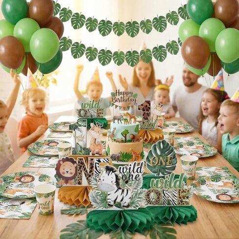 6 PCS Wild One Honeycomb Centerpieces, Safari Birthday Decorations, Jungle Animal Party Decorations For Table Centerpieces, Baby Shower, And Birthday Parties in Kuwait