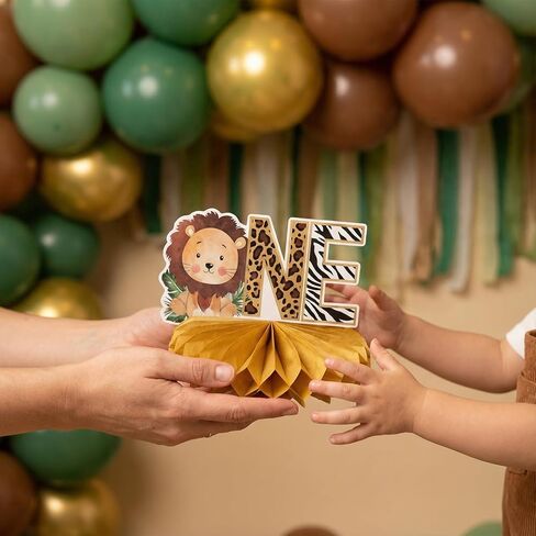 6 PCS Wild One Honeycomb Centerpieces, Safari Birthday Decorations, Jungle Animal Party Decorations For Table Centerpieces, Baby Shower, And Birthday Parties in Kuwait