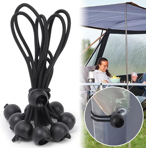 2pcs Outdoor Tent Canopy Fixed Rope Buckle Black Portable Camping Tent Cloth Elastic Rope Fastener,(10+15cm) in Saudi Arabia