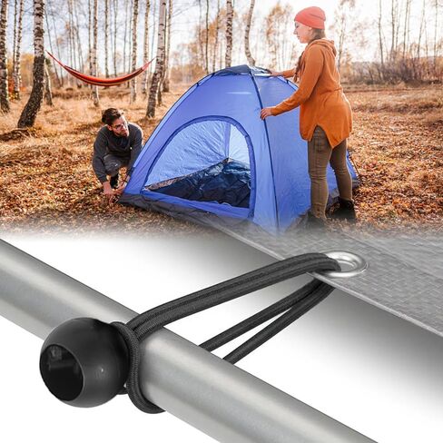 2pcs Outdoor Tent Canopy Fixed Rope Buckle Black Portable Camping Tent Cloth Elastic Rope Fastener,(10+15cm) in Saudi Arabia