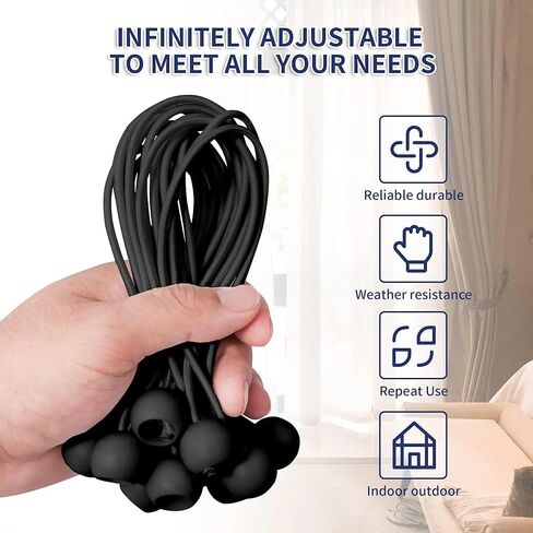 2pcs Outdoor Tent Canopy Fixed Rope Buckle Black Portable Camping Tent Cloth Elastic Rope Fastener,(10+15cm) in Saudi Arabia