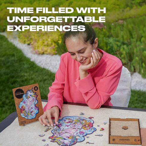 أحجية الصور المقطوعة الخشبية من UNIDRAGON - وحيد القرن الملهم، 195 قطعة، متوسطة 10.2 بوصة × 12.6 بوصة، حزمة هدايا جميلة، شكل فريد من نوعه أفضل هدية للبالغين والأطفال in Kuwait