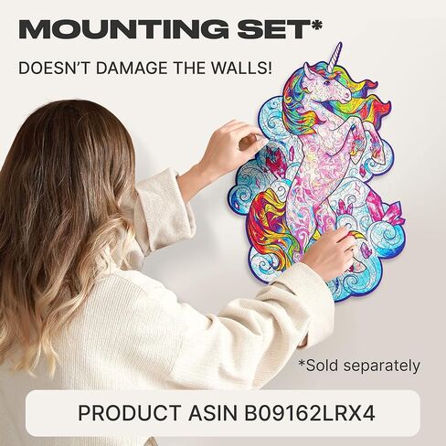 أحجية الصور المقطوعة الخشبية من UNIDRAGON - وحيد القرن الملهم، 195 قطعة، متوسطة 10.2 بوصة × 12.6 بوصة، حزمة هدايا جميلة، شكل فريد من نوعه أفضل هدية للبالغين والأطفال in Kuwait