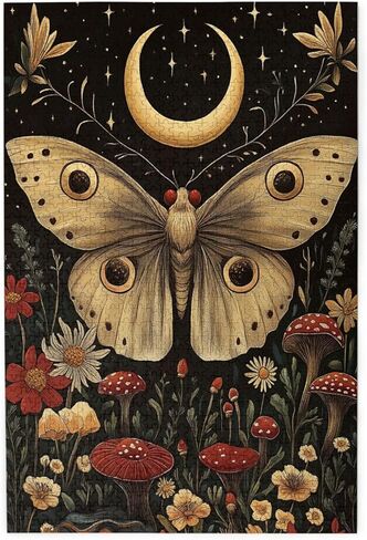 Cafemira 1000 Pieces Jigsaw Puzzles for Adults,Golden Winged Moth & Floral Mystery Wall Decor,Great for Relaxation and Display,Every Piece is Unique,Exercise Hands On Skills and Thinking in Saudi Arabia