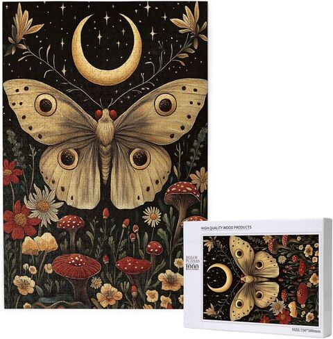 Cafemira 1000 Pieces Jigsaw Puzzles for Adults,Golden Winged Moth & Floral Mystery Wall Decor,Great for Relaxation and Display,Every Piece is Unique,Exercise Hands On Skills and Thinking in Saudi Arabia