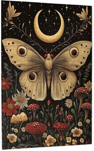 Cafemira 1000 Pieces Jigsaw Puzzles for Adults,Golden Winged Moth & Floral Mystery Wall Decor,Great for Relaxation and Display,Every Piece is Unique,Exercise Hands On Skills and Thinking in Saudi Arabia