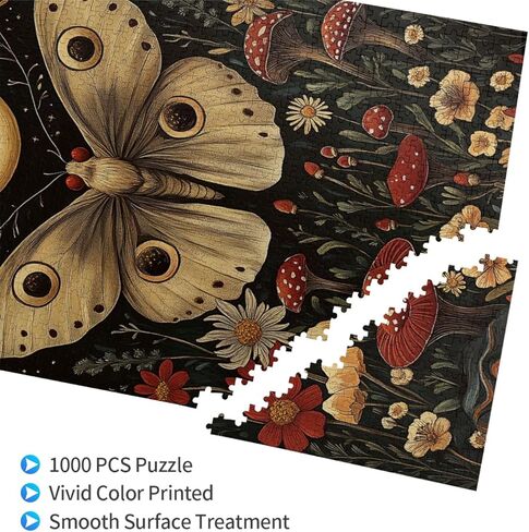 Cafemira 1000 Pieces Jigsaw Puzzles for Adults,Golden Winged Moth & Floral Mystery Wall Decor,Great for Relaxation and Display,Every Piece is Unique,Exercise Hands On Skills and Thinking in Saudi Arabia