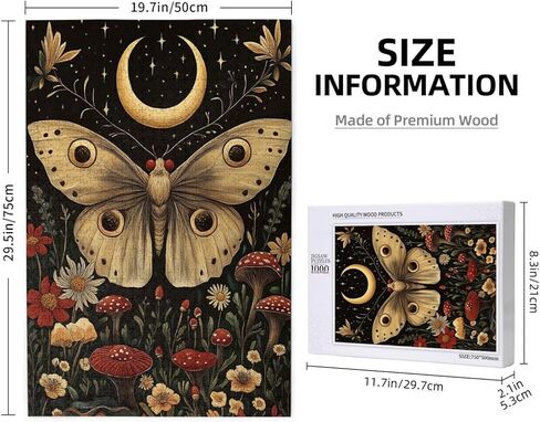 Cafemira 1000 Pieces Jigsaw Puzzles for Adults,Golden Winged Moth & Floral Mystery Wall Decor,Great for Relaxation and Display,Every Piece is Unique,Exercise Hands On Skills and Thinking in Saudi Arabia