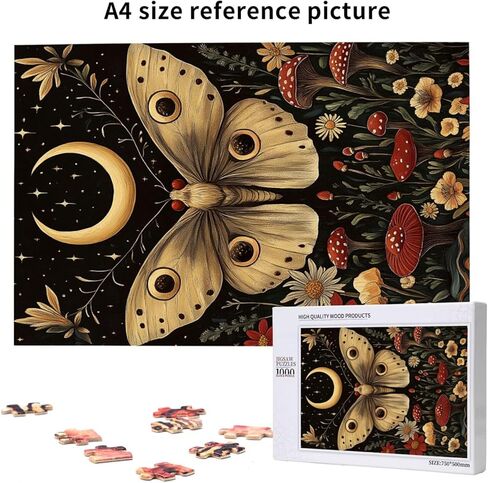 Cafemira 1000 Pieces Jigsaw Puzzles for Adults,Golden Winged Moth & Floral Mystery Wall Decor,Great for Relaxation and Display,Every Piece is Unique,Exercise Hands On Skills and Thinking in Saudi Arabia