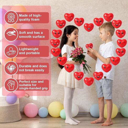Libima 80 Pcs Valentine's Day Heart Stress Ball with Fun Faces Kids Fidget Toy Slow Rise Relief Foam Stress Ball for Valentine Party Favors Classroom School Exchange Prizes Gift Party Present Filler in Saudi Arabia