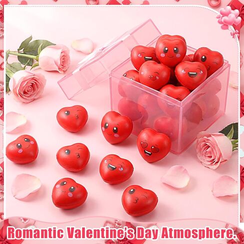 Libima 80 Pcs Valentine's Day Heart Stress Ball with Fun Faces Kids Fidget Toy Slow Rise Relief Foam Stress Ball for Valentine Party Favors Classroom School Exchange Prizes Gift Party Present Filler in Saudi Arabia