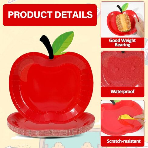 48 Pcs Back to School Tableware Set First Day of School Party Supplies Red Apple Paper Plates Composition Notebook Napkins Classroom Decoration for Kindergarten Preschool Teacher Party Serve 24 in Saudi Arabia