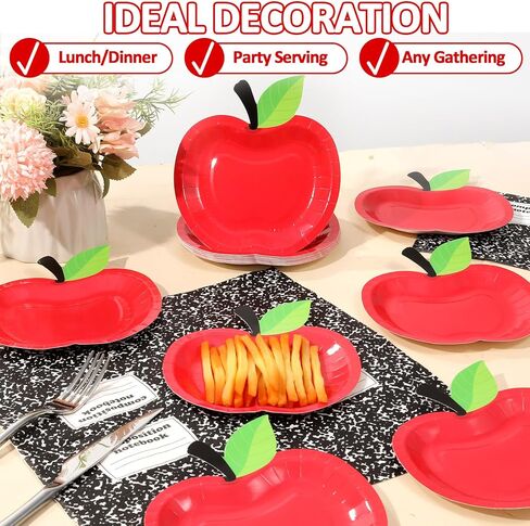 48 Pcs Back to School Tableware Set First Day of School Party Supplies Red Apple Paper Plates Composition Notebook Napkins Classroom Decoration for Kindergarten Preschool Teacher Party Serve 24 in Saudi Arabia