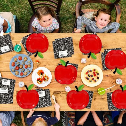 48 Pcs Back to School Tableware Set First Day of School Party Supplies Red Apple Paper Plates Composition Notebook Napkins Classroom Decoration for Kindergarten Preschool Teacher Party Serve 24 in Saudi Arabia