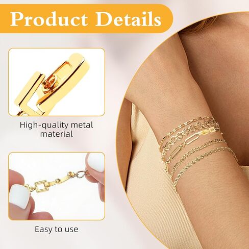6 PCS Necklace & Bracelet Extenders with Foldover Clasps - 3 Gold + 3 Silver Jewelry Extensions for Necklaces, Bracelets, Anklets & Watch Bands - Ideal for Jewelry Making, DIY Crafts & Repair in Saudi Arabia
