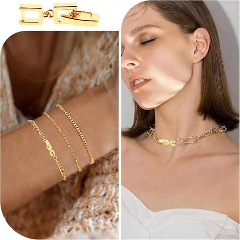 6 PCS Necklace & Bracelet Extenders with Foldover Clasps - 3 Gold + 3 Silver Jewelry Extensions for Necklaces, Bracelets, Anklets & Watch Bands - Ideal for Jewelry Making, DIY Crafts & Repair in Saudi Arabia