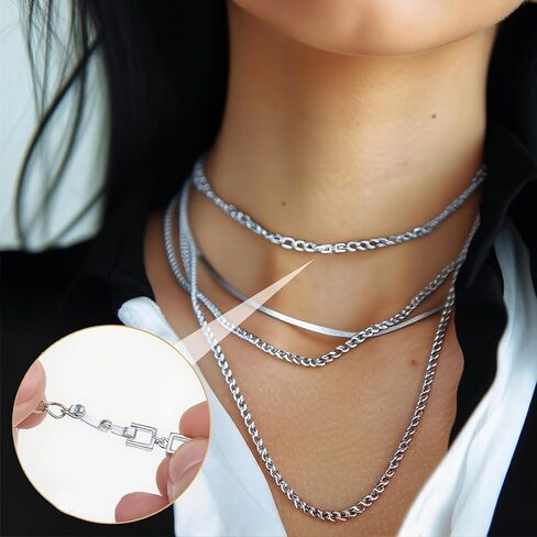 6 PCS Necklace & Bracelet Extenders with Foldover Clasps - 3 Gold + 3 Silver Jewelry Extensions for Necklaces, Bracelets, Anklets & Watch Bands - Ideal for Jewelry Making, DIY Crafts & Repair in Saudi Arabia