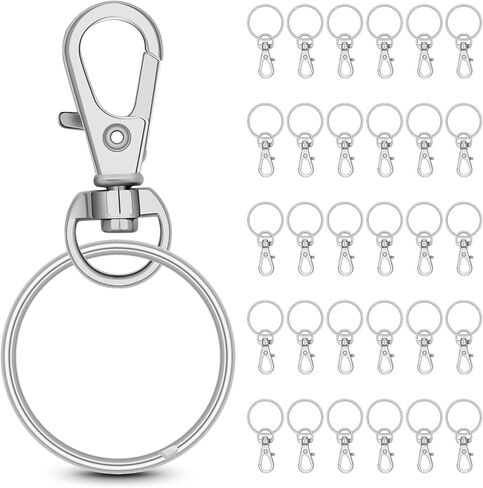 30 Sets Metal Swivel Clasp Hook with Key Rings,Mini Lobster Claw Clasps with Keychain for DIY Crafts,DIY Jewelry Making,Key Chain Making Kit,Silver in Saudi Arabia
