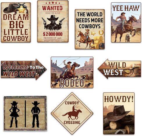 ديكورات الحفلات الغربية، لافتات جدارية لرعاة البقر في الغرب المتوحش، علامات مضحكة لتزيين الحفلات، قطع مركزية للطاولات، لافتات جدار الباب، نوافذ، صور دعائم للفتيات والأولاد in Kuwait