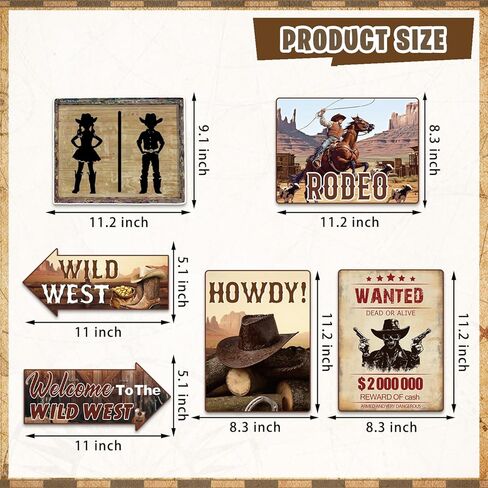 ديكورات الحفلات الغربية، لافتات جدارية لرعاة البقر في الغرب المتوحش، علامات مضحكة لتزيين الحفلات، قطع مركزية للطاولات، لافتات جدار الباب، نوافذ، صور دعائم للفتيات والأولاد in Kuwait