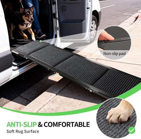 Dog Ramp for Car, Folding Pet Ramp with Comfortable Carpet Surface, Holds Up to 250lbs, Non-Slip 63" Portable Large Dog Stairs for Bed, SUV & Truck in Saudi Arabia