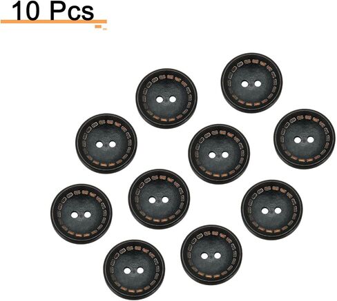 HARFINGTON 10pcs 40L Wooden Sewing Button 1"(25mm) 2 Holes Wood Round Craft Replacement Buttons for Sewing Clothing Pillow DIY Crafts Decoration, Black in Saudi Arabia