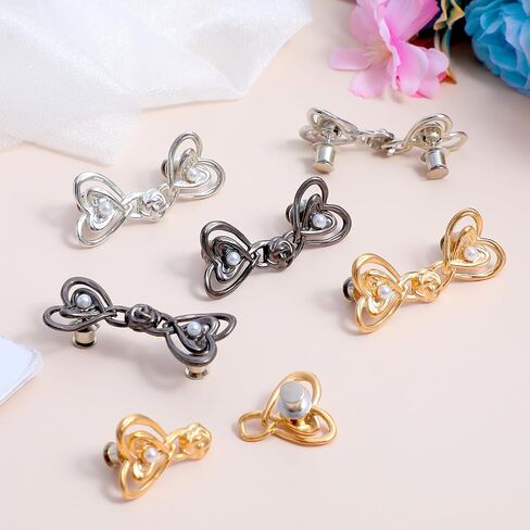 6Pcs Pants Waist Tightener, Adjustable Jeans Waist Tightener Clip, Detachable Pants Clips to Tighten Waists, Heart Button Pins for Loose Jeans Skirts Dresses,Women & Girls Cloths Decor Accessories in Saudi Arabia