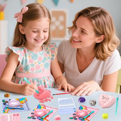 Valentines Day Cards for Kids School Classroom - 24 Pack Gemstone Dig Kits with Cards, Class Exchange Gifts for Girls and Boys, Valentines Party Favors, Goodie Bag Stuffers in Saudi Arabia