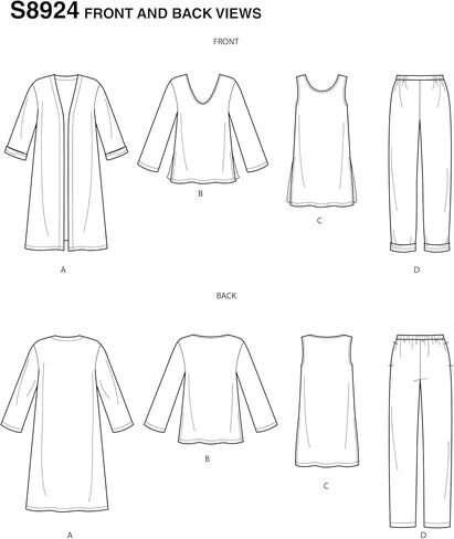 Simplicity Sewing Pattern S8924 سترة Misses، سترة علوية، سترة وبنطلون سهل الارتداء، U5 (16-18-20-22-24) in Kuwait