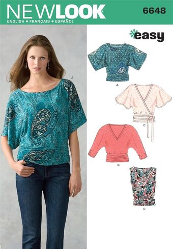 New Look Sewing Pattern 6648 Misses Knit Tops, Size A (6-8-10-12-14-16) in Saudi Arabia
