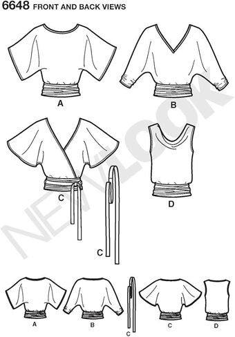 New Look Sewing Pattern 6648 Misses Knit Tops, Size A (6-8-10-12-14-16) in Saudi Arabia