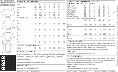 New Look Sewing Pattern 6648 Misses Knit Tops, Size A (6-8-10-12-14-16) in Saudi Arabia