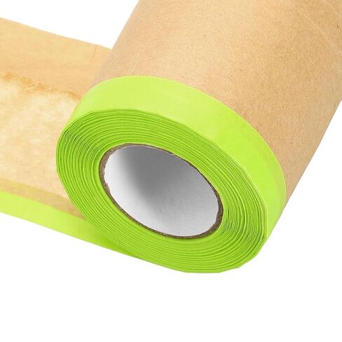 HARFINGTON 2pcs Pre-Taped Masking Paper, 6" x 49 ft Paint Adhesive Protective Paper Painter Tape and Drape for Masking Auto Body Covering Wall Skirting Frames, Green in Saudi Arabia