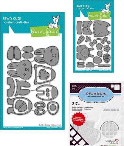 Lawn Fawn Build a Bunny 15 Piece Die Set, Bunny Accessories 16 Piece Die Set + 217 Scrapbook Adhesives Foam Squares in Saudi Arabia