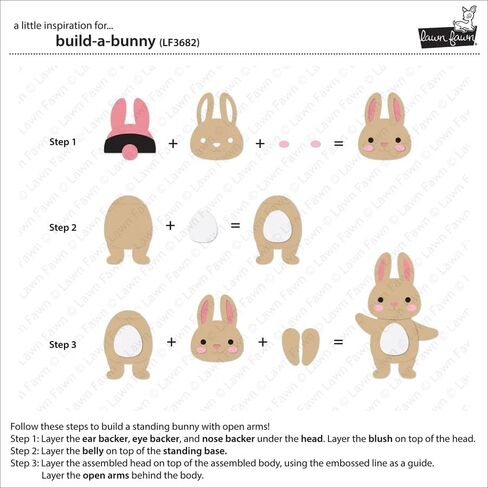 Lawn Fawn Build a Bunny 15 Piece Die Set, Bunny Accessories 16 Piece Die Set + 217 Scrapbook Adhesives Foam Squares in Saudi Arabia