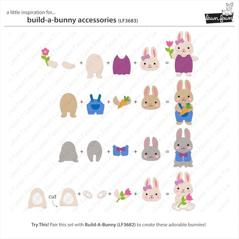 Lawn Fawn Build a Bunny 15 Piece Die Set, Bunny Accessories 16 Piece Die Set + 217 Scrapbook Adhesives Foam Squares in Saudi Arabia