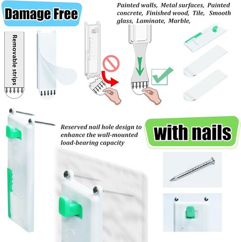 Adjustable Damage Free Picture Hanging Frame Hangers, Wall Hooks with Adhesive Strips and Level Tool, Fits Sawtooth, Wire, D-Ring & Keyhole Frames, Canvas Art & Wall Decor, Strong Hold in Saudi Arabia