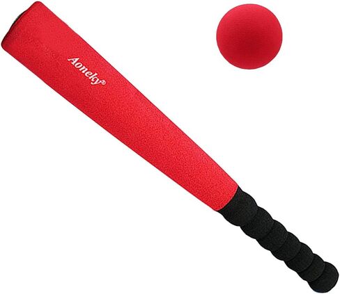 Aoneky 16.5 inch Min Foam Baseball Bat and Ball for Toddler - Indoor Soft Super Safe T Ball Bat Toys Set for Kids Age 1 Years Old (Red) in Saudi Arabia