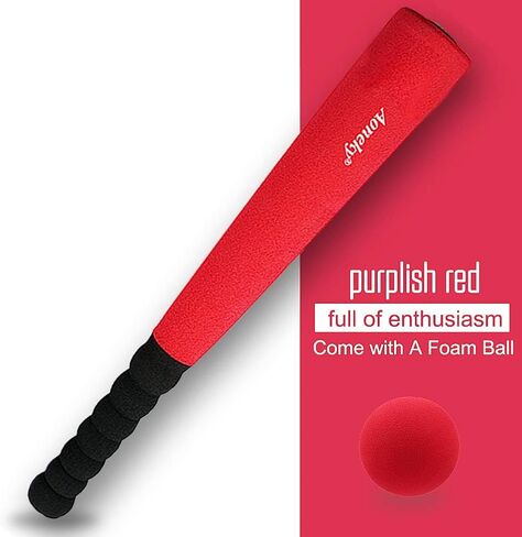 Aoneky 16.5 inch Min Foam Baseball Bat and Ball for Toddler - Indoor Soft Super Safe T Ball Bat Toys Set for Kids Age 1 Years Old (Red) in Saudi Arabia