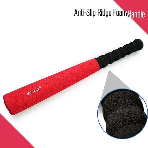 Aoneky 16.5 inch Min Foam Baseball Bat and Ball for Toddler - Indoor Soft Super Safe T Ball Bat Toys Set for Kids Age 1 Years Old (Red) in Saudi Arabia